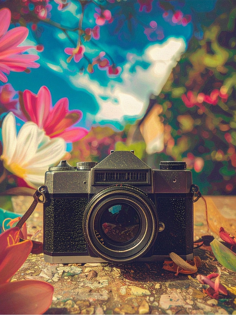 Black Vintage Camera Art Print — Classic Photography Wall Decor